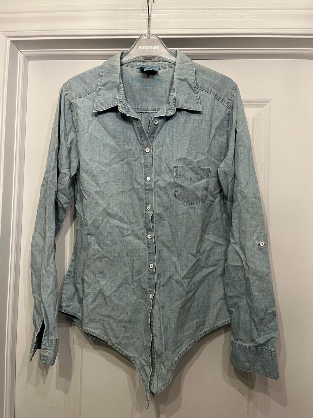 C.C Light Blue Casual Long-Sleeve Button-Down Shirt